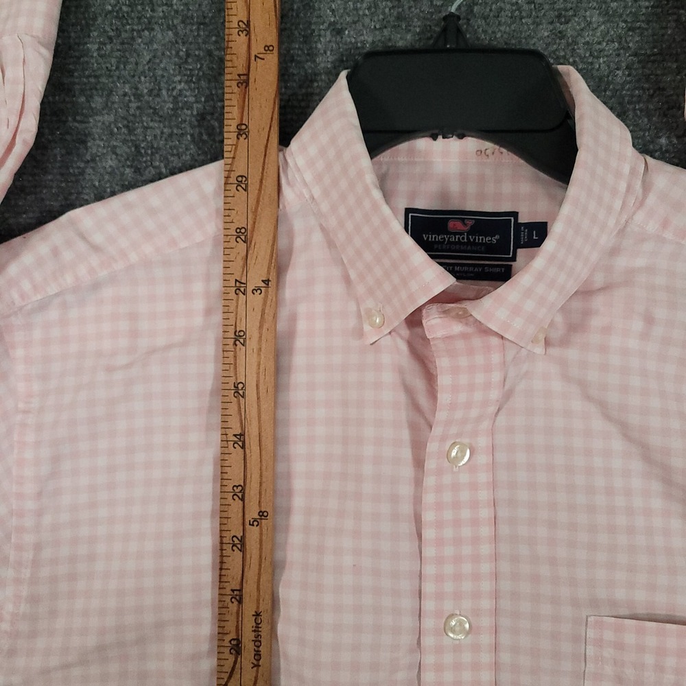 Vineyard Vines Performance Murray‎ Shirt Mens Large Pink Gingham Nylon Classic - Picture 7 of 9
